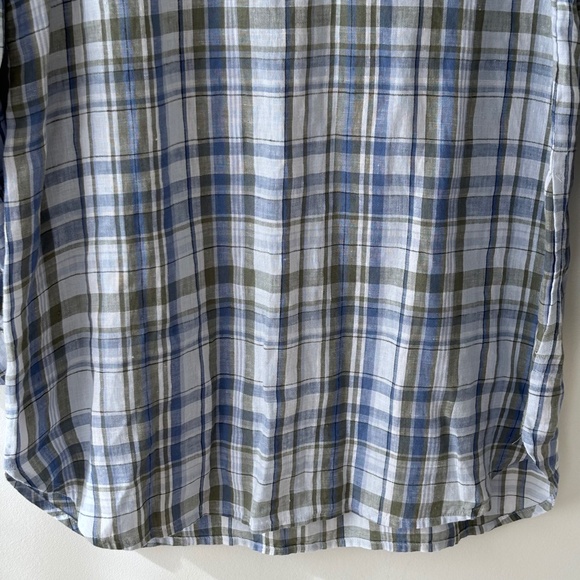 J. Jill Love Linen 100% Linen Blue Green Plaid Tunic Shirt - Picture 13 of 16